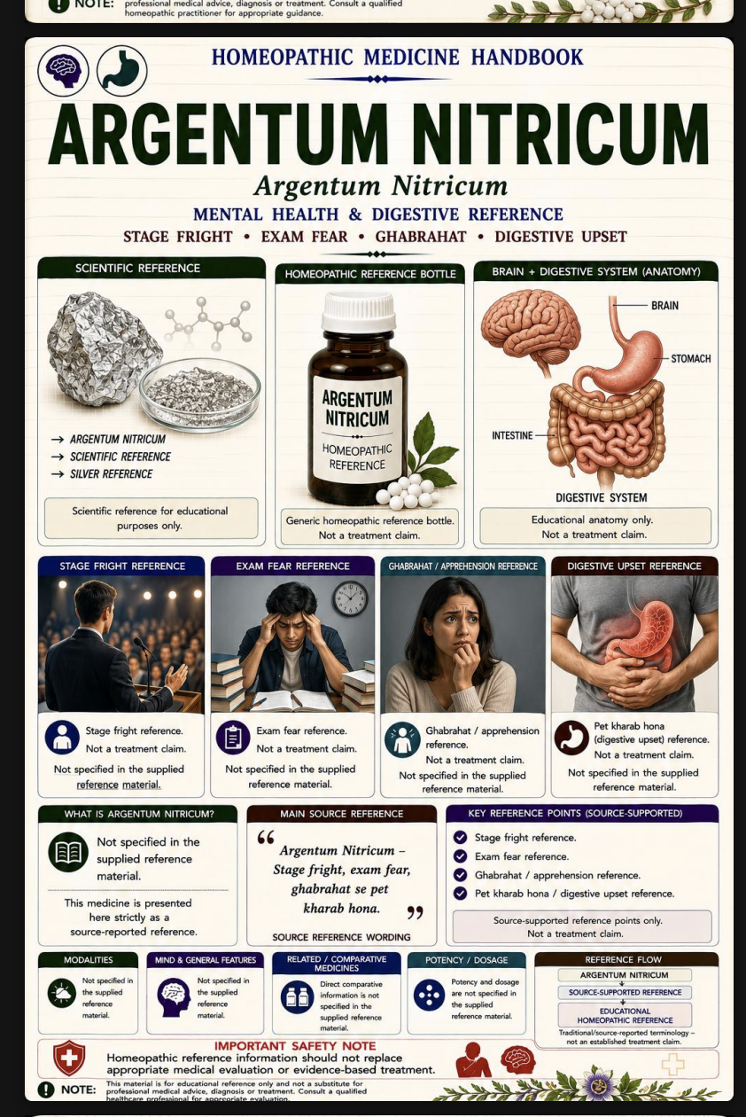 Argentum Nitricum handbook page with brain and digestive system visuals